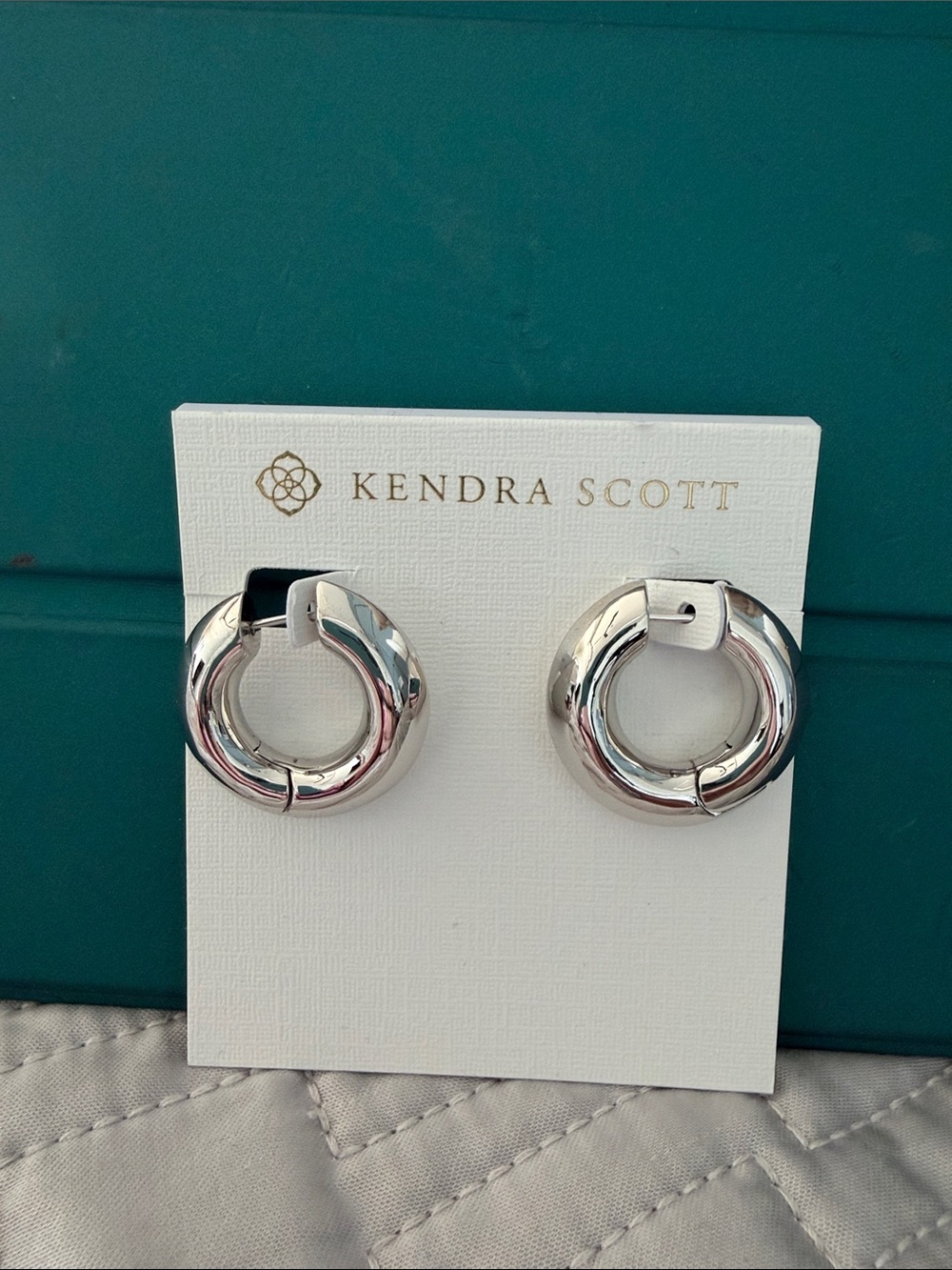 New Kendra Scott Silver Polished Puffed Hoop Earrings